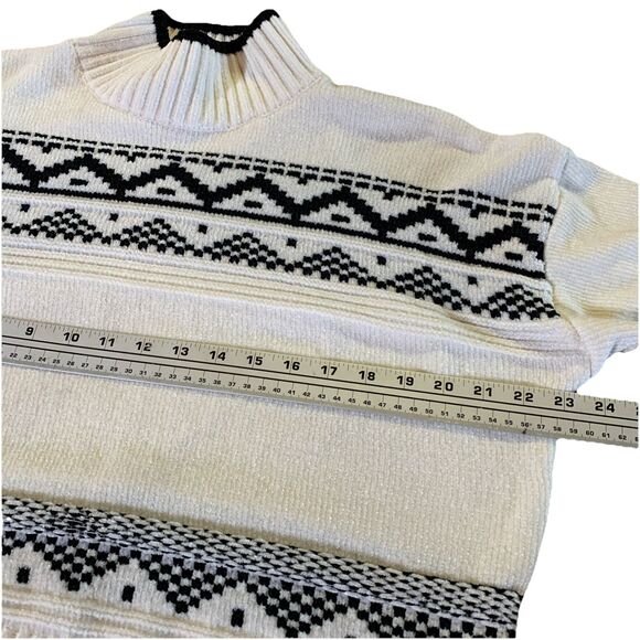 Christian Siriano Chenille Sweater Nordic Fair Isle Mock Neck Ski Soft Sz Large - Picture 7 of 11